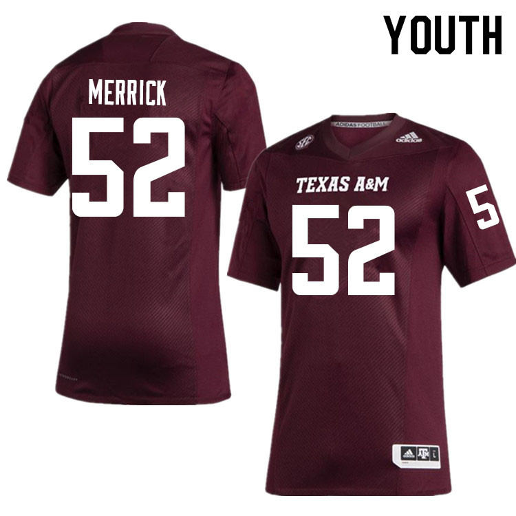 Youth #52 Andrew Merrick Texas A&M Aggies College Football Jerseys Sale-Maroon